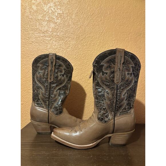 Dan Post Women’s Cowboy Western Tria Leather Boots Snip Toe Size 8 Tan New - Picture 3 of 11